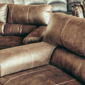 a brown leather couch